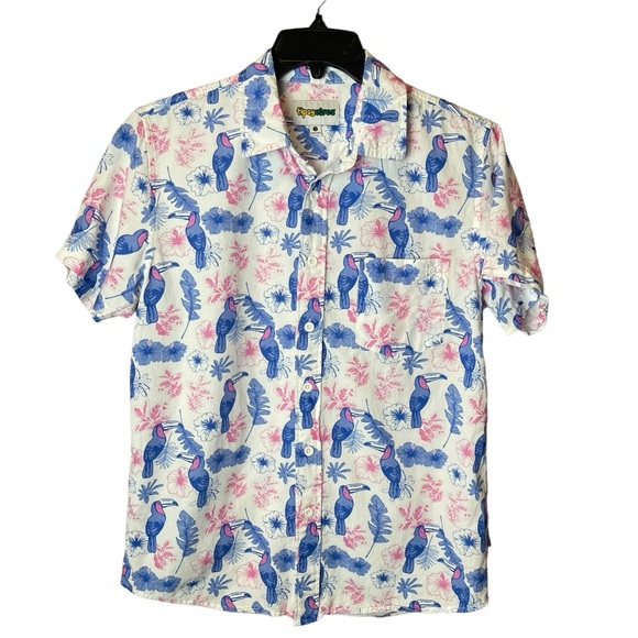 Tipsy Elves Bird Floral Hawaiian Shirt - Mens Size Small - Picture 1 of 10